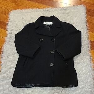 Andrea Brem‎ black wool blend button front coat size medium